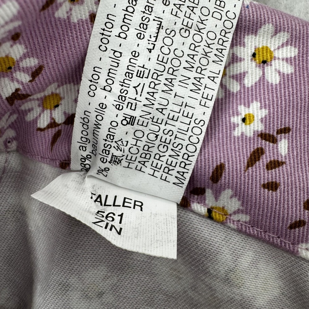 Zara‎ Pants Womens Large Daisy Floral Bootcut Cropped Stretch Chinos NEW - Picture 3 of 9